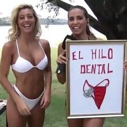 Modelo argentina Sol Perez posando en bikini en un concurso de televisión
